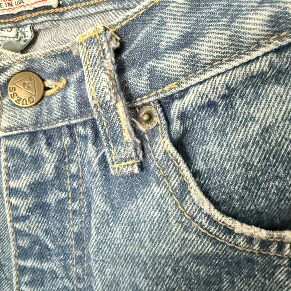 Guess Jeans Mens 90s Acid Wash Cotton Distressed Straight Leg Made in USA Sz 29 - Picture 5 of 12